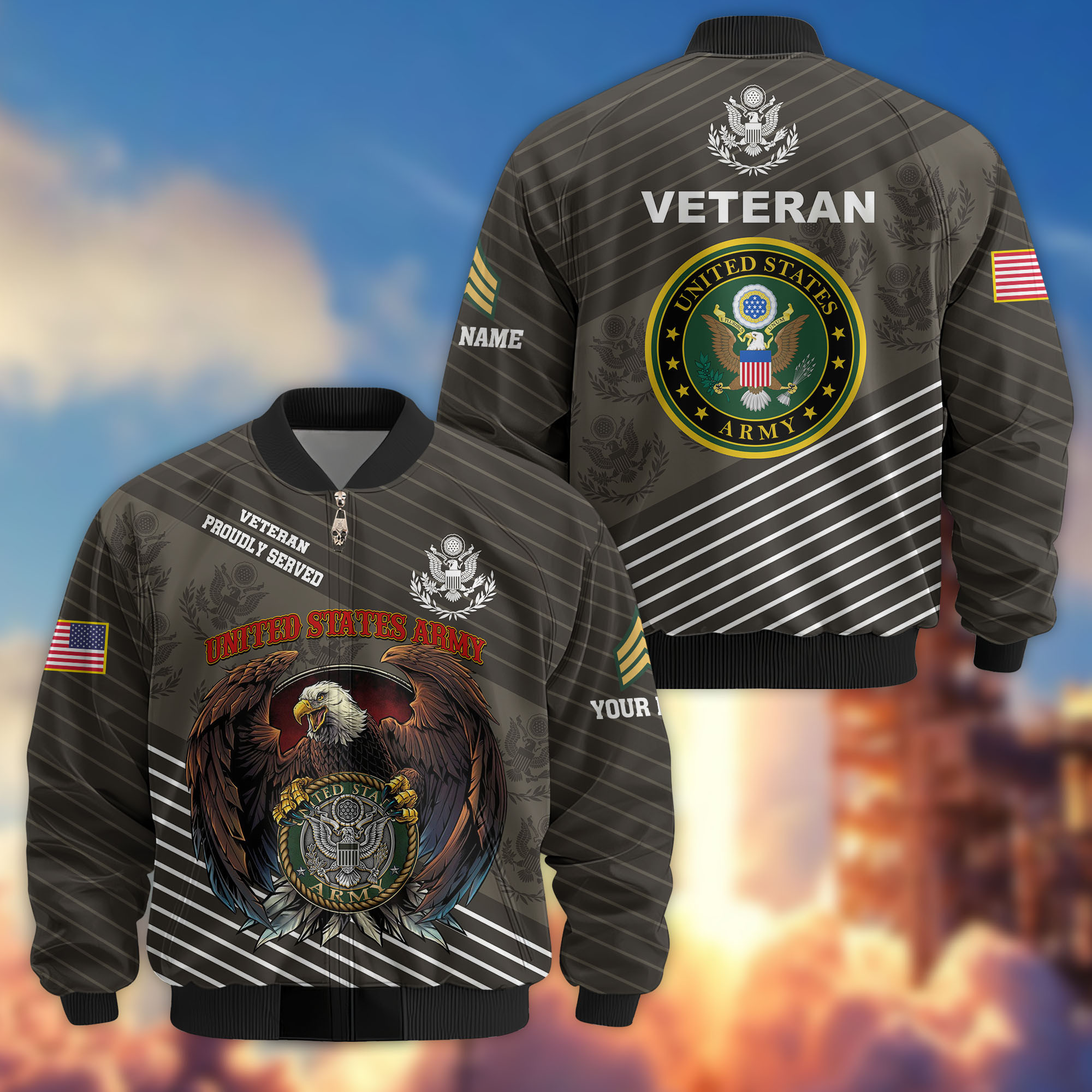 Premium Custom US Army Veteran Bomber Jacket VPVC804601, Gifts For US Army Veteran, Gifts On Father’s Day, Veterans Day