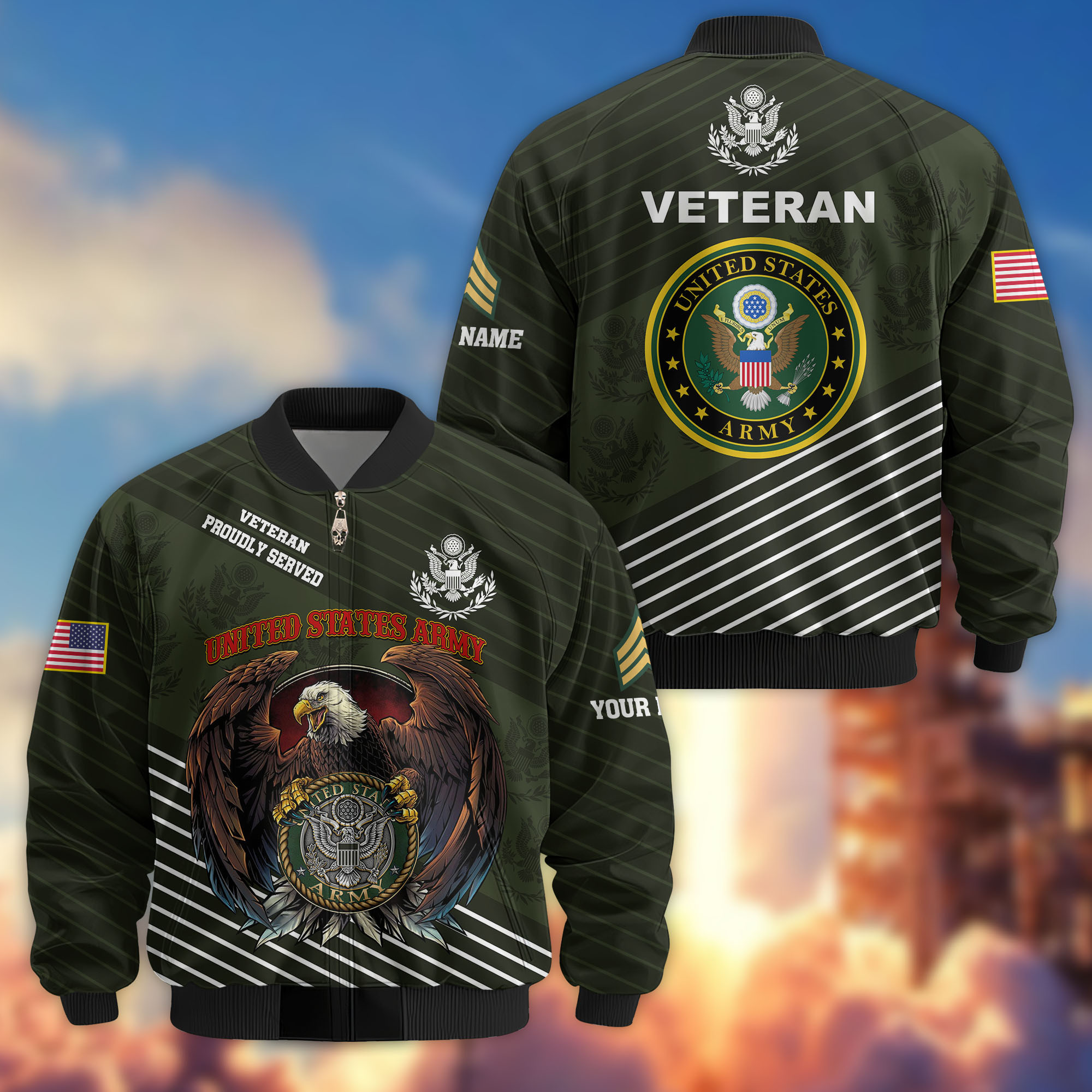Premium Custom US Army Veteran Bomber Jacket VPVC804610, Gifts For US Army Veteran, Gifts On Father’s Day, Veterans Day