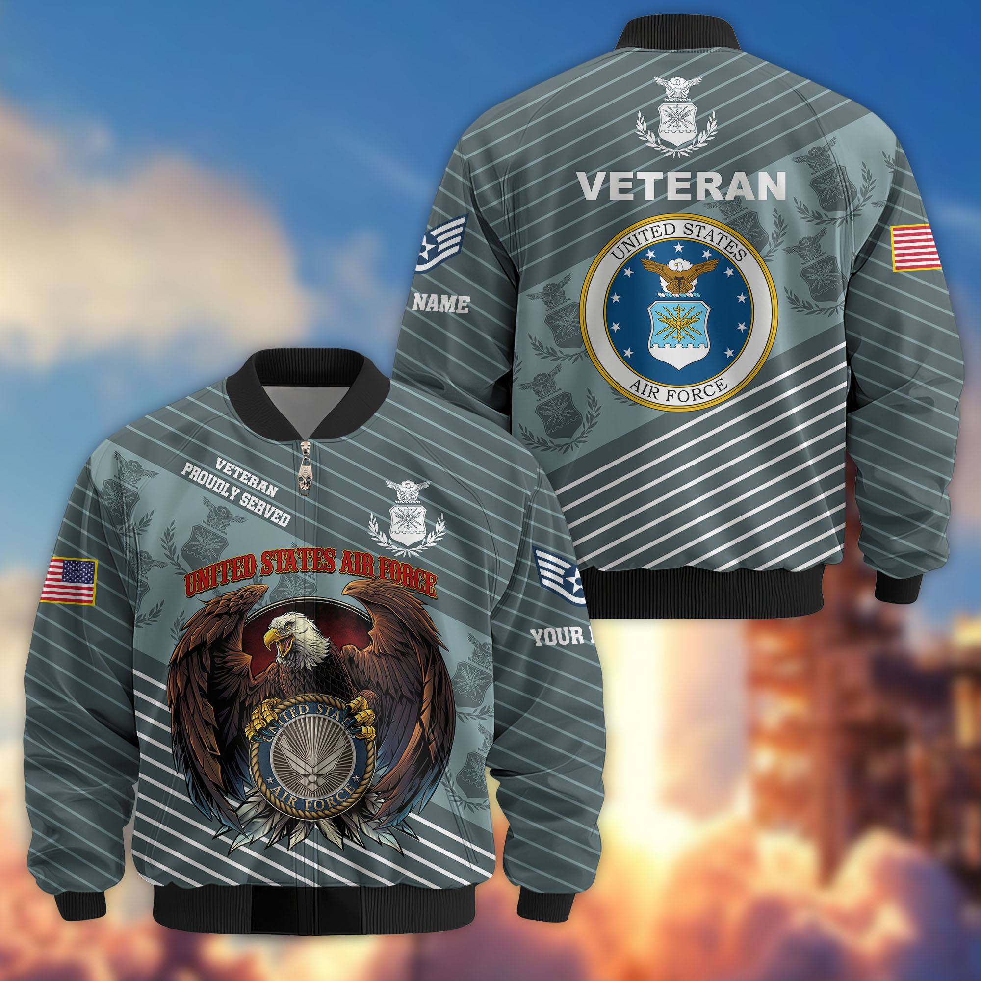 Premium Custom USAF Veteran Bomber Jacket VPVC804604, Gifts For US Air Force Veteran, Gifts On Father’s Day, Veterans Day
