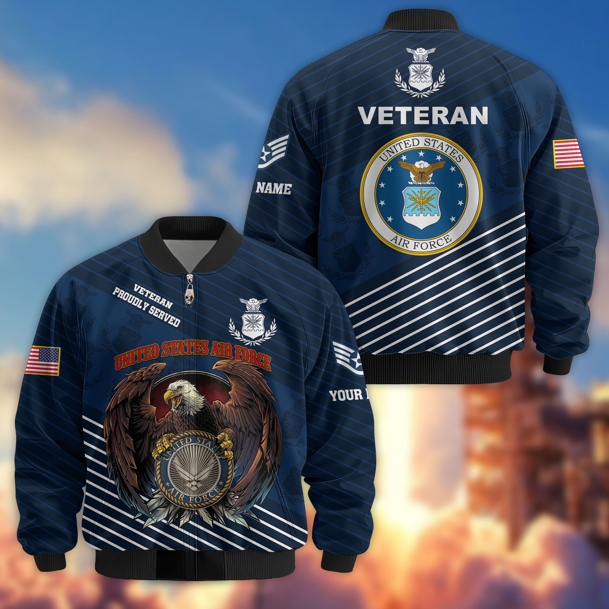 Premium Custom USAF Veteran Bomber Jacket VPVC804612, Gifts For US Air Force Veteran, Gifts On Father’s Day, Veterans Day