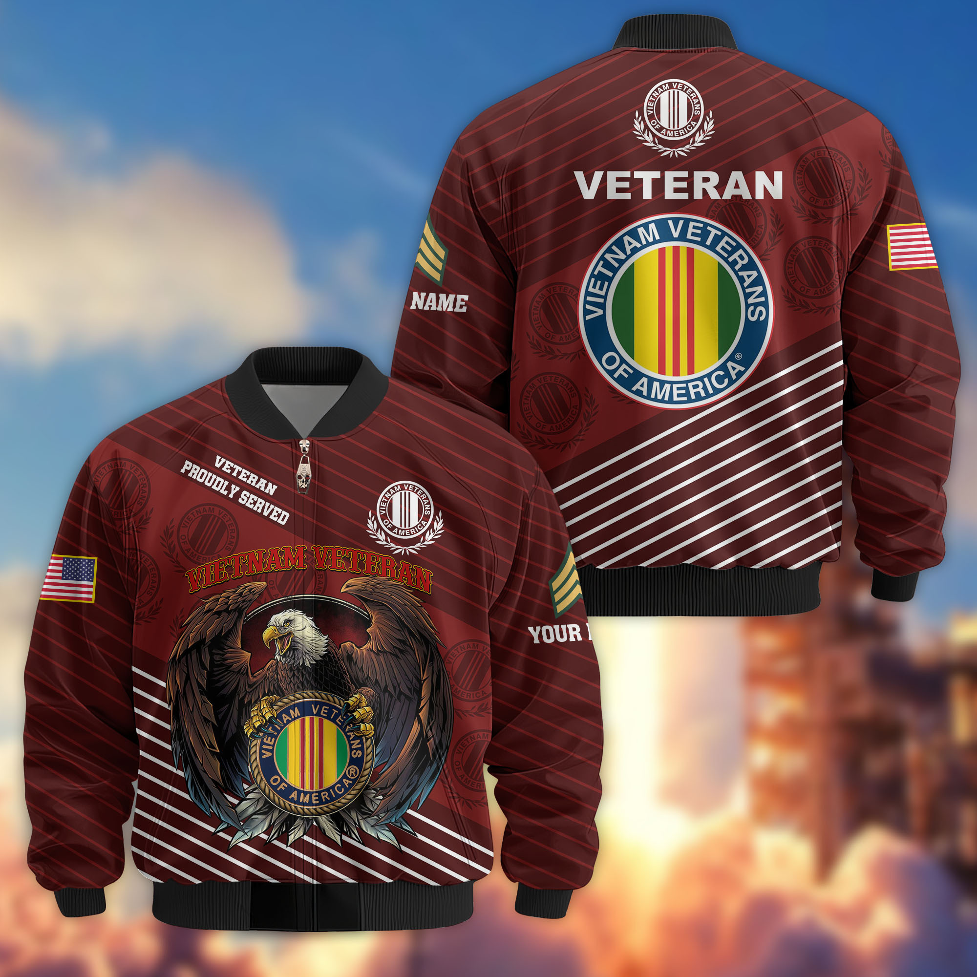 Premium Custom Vietnam Veteran Bomber Jacket VPVC804606, Gifts For Vietnam Veteran, Gifts On Father’s Day, Veterans Day