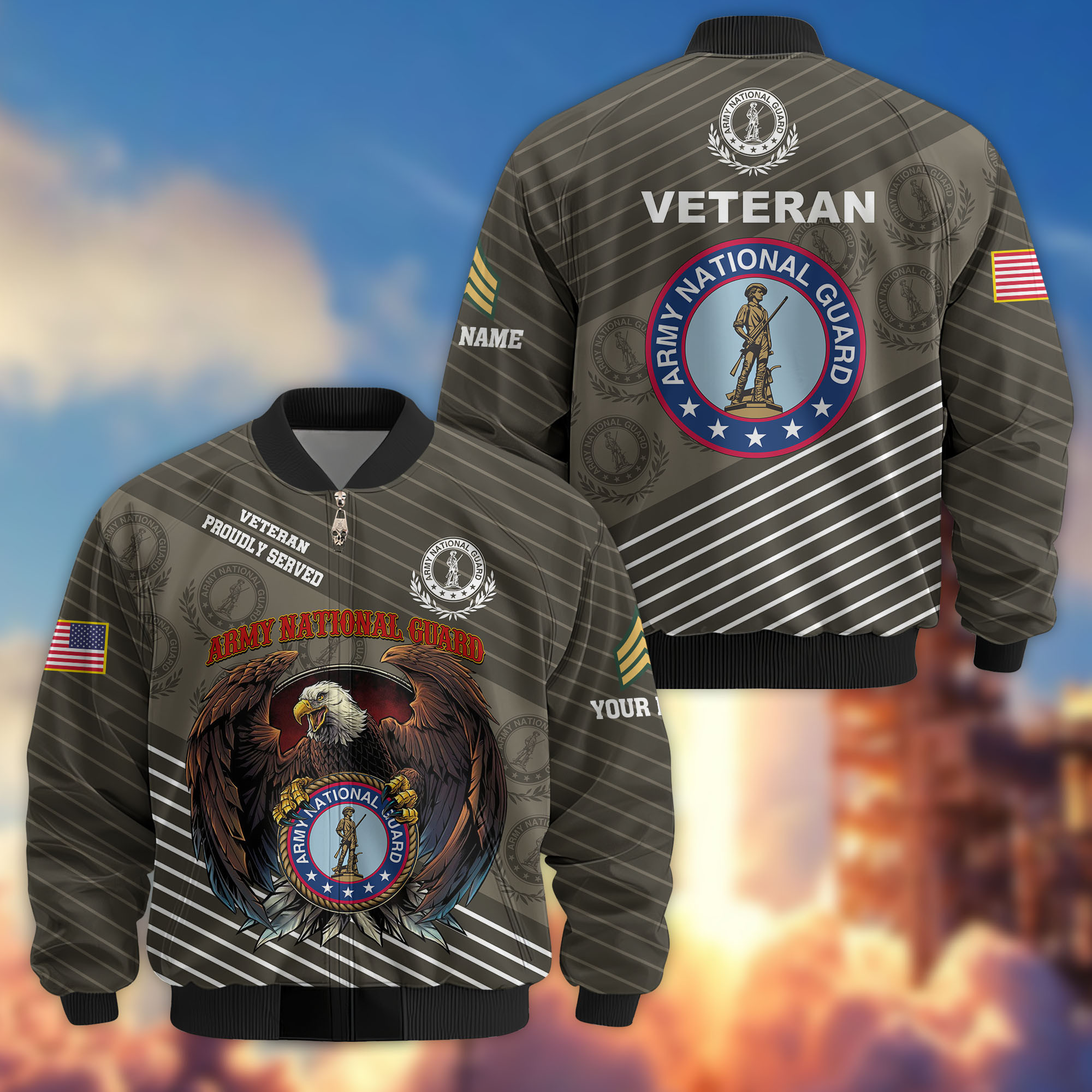 Premium Custom US Army National Guard Veteran Bomber Jacket VPVC804608, Gifts For Army National Guard Veteran, Gifts On Father’s Day, Veterans Day