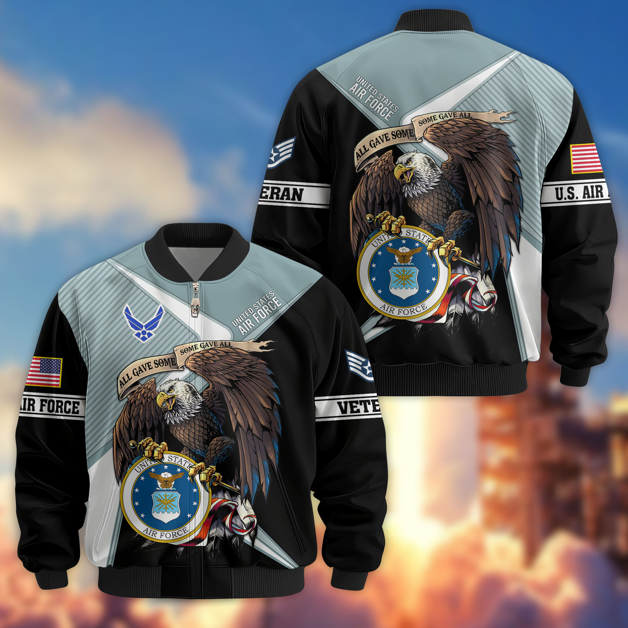 Premium Custom USAF Veteran Bomber Jacket VPVC804704, Gifts For US Air Force Veteran, Gifts On Father’s Day, Veterans Day