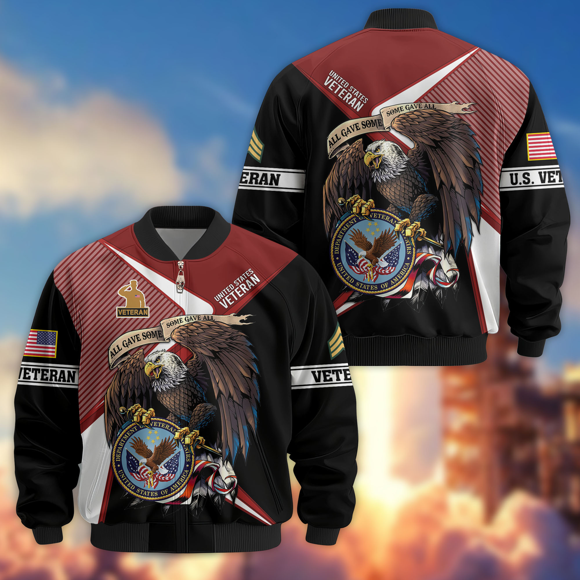Premium Custom US Veteran Bomber Jacket VPVC804707, Gifts For US Veteran, Gifts On Father’s Day, Veterans Day
