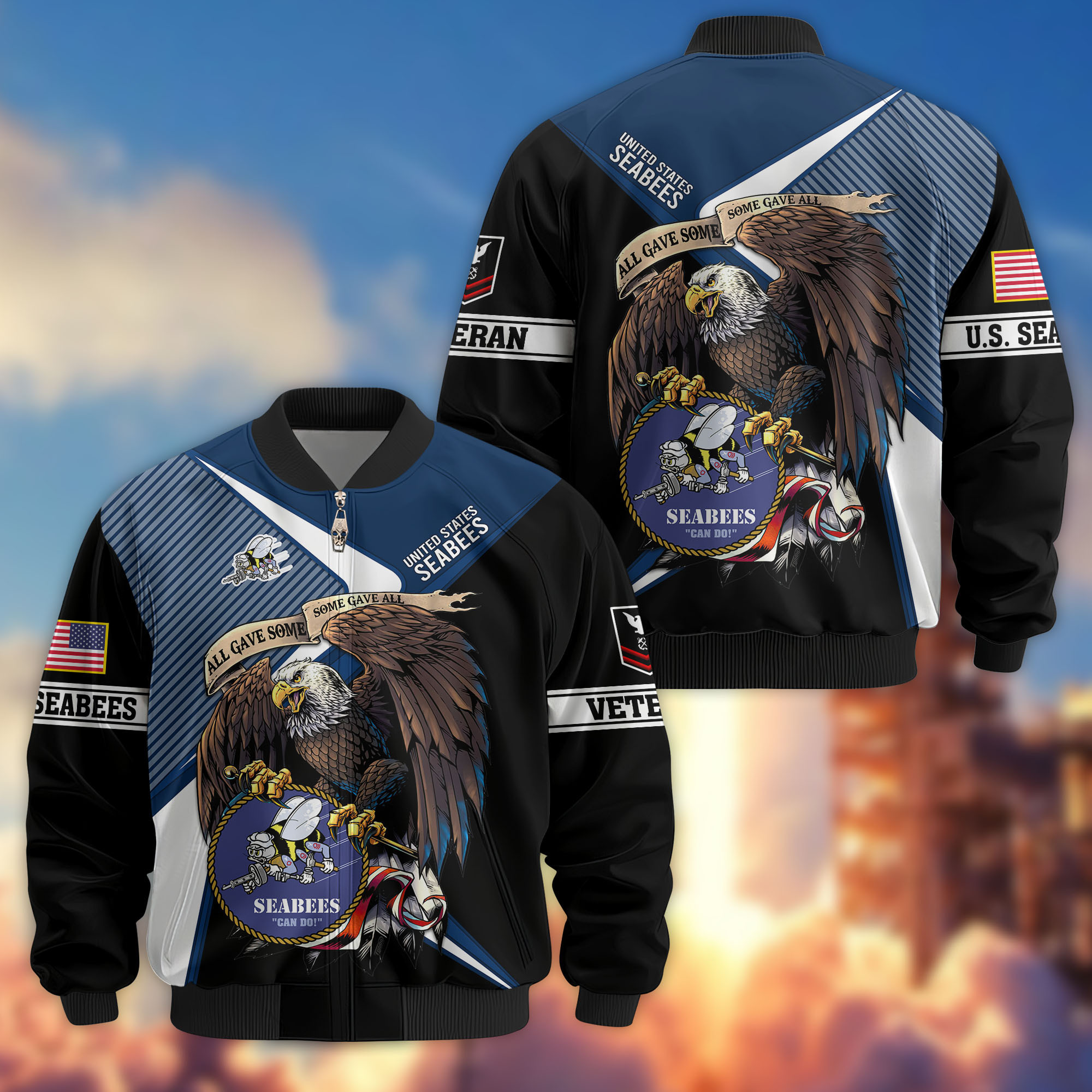 Premium Custom US Seabees Bomber Jacket VPVC804709, Gifts For Seabees Veteran, Gifts On Father’s Day, Veterans Day