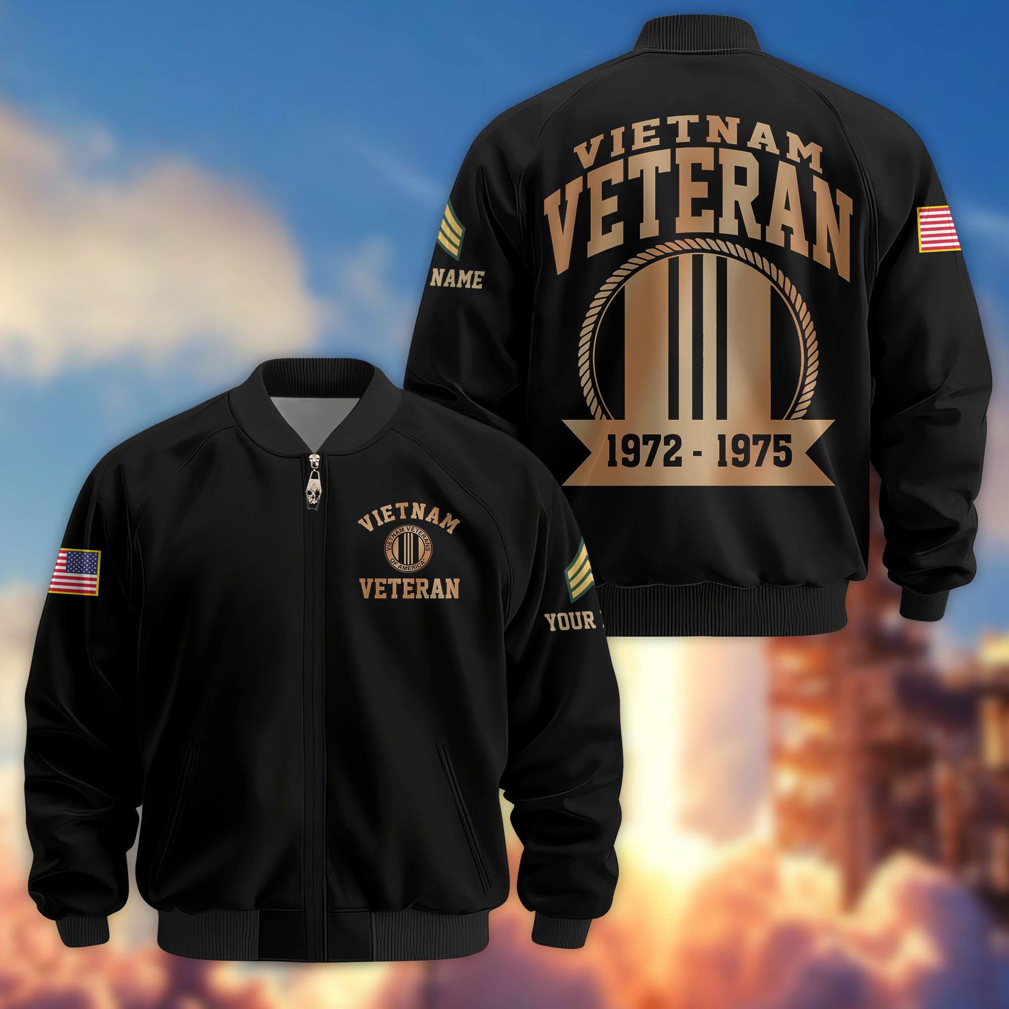 Premium Custom Vietnam Veteran Bomber Jacket VPVC804806, Gifts For Vietnam Veteran, Gifts On Father’s Day, Veterans Day