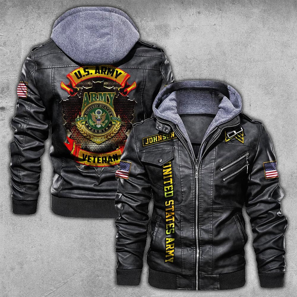 Premium Custom US Army Leather Jacket VPVC702209, Gifts For Army Veteran, Gifts On Father’s Day, Veterans Day
