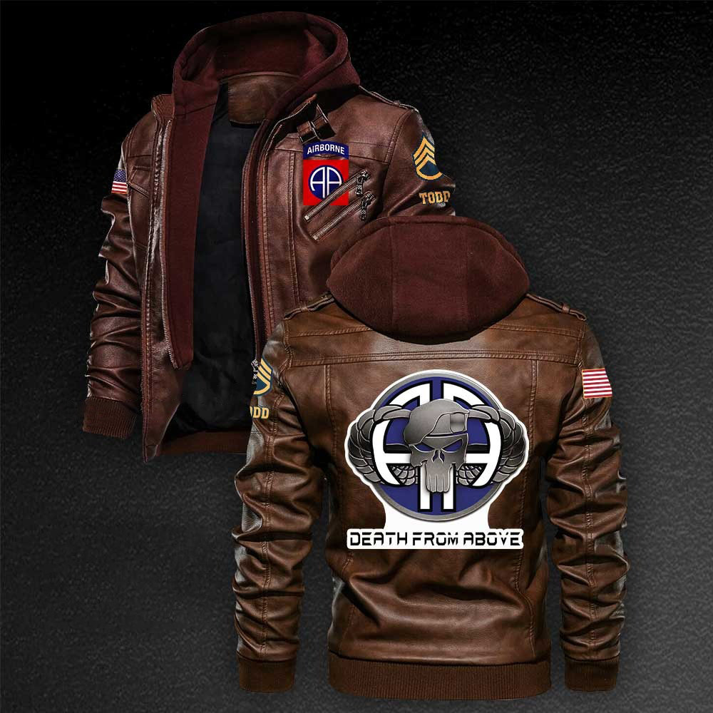 Premium Custom 82nd Airborne Division US Army Leather Jacket VPVC702214, Gifts For Army Veteran, Gifts On Father’s Day, Veterans Day