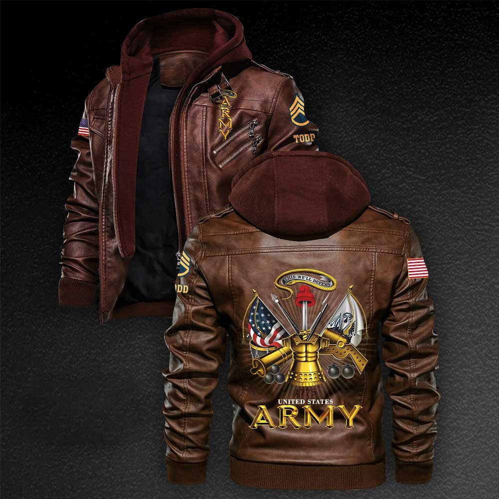 Premium Custom US Army Leather Jacket VPVC702216, Gifts For Army Veteran, Gifts On Father’s Day, Veterans Day