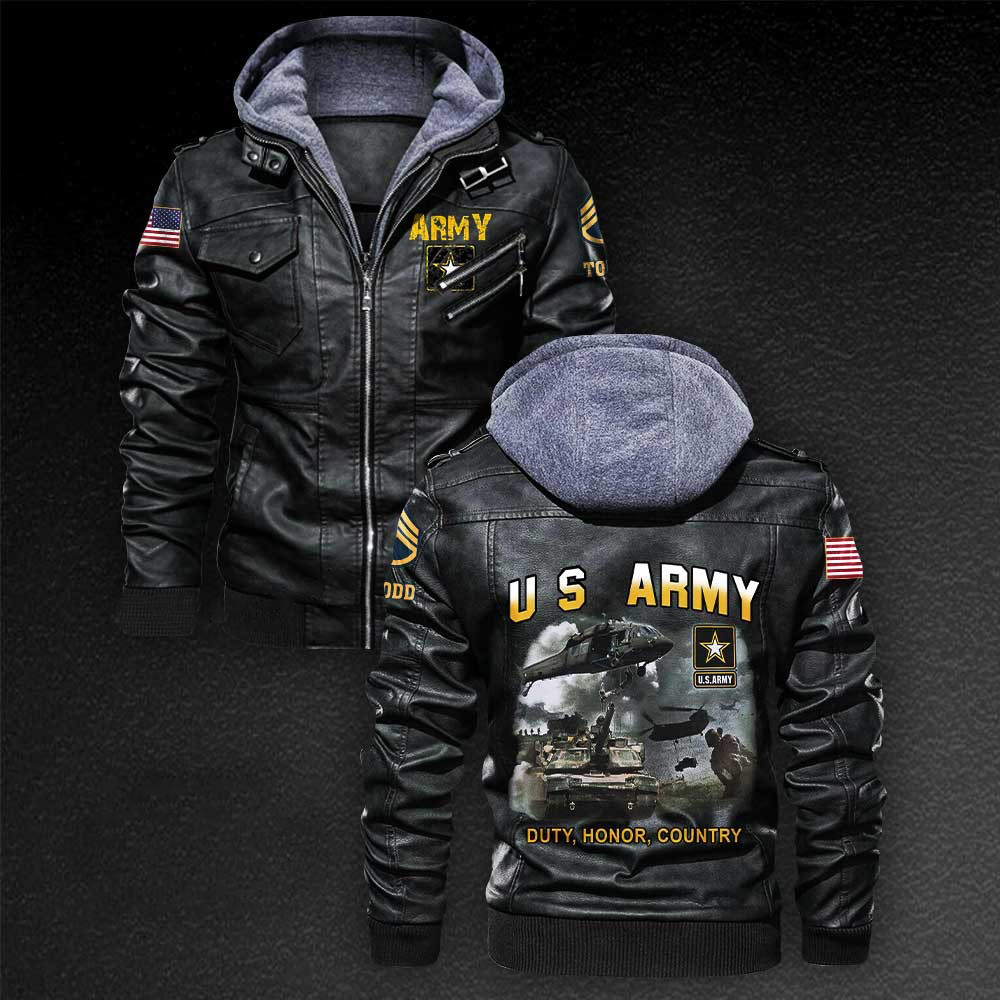 Premium Custom US Army Leather Jacket VPVC702217, Gifts For Army Veteran, Gifts On Father’s Day, Veterans Day