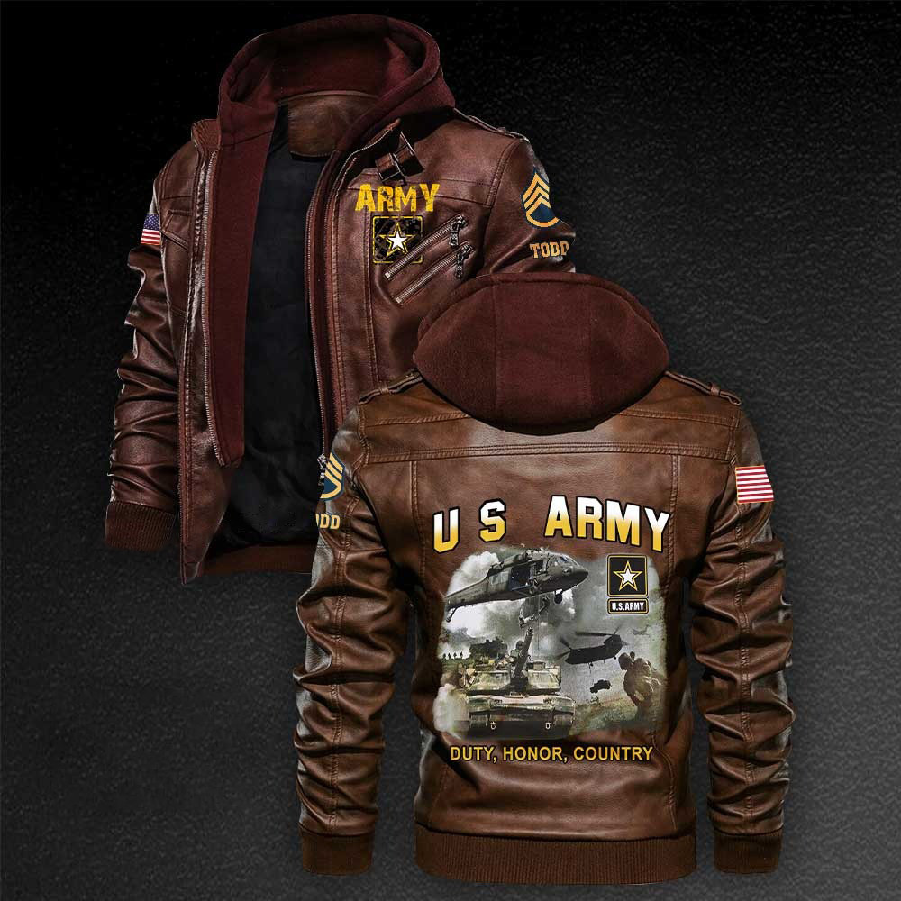 Premium Custom US Army Leather Jacket VPVC702218, Gifts For Army Veteran, Gifts On Father’s Day, Veterans Day