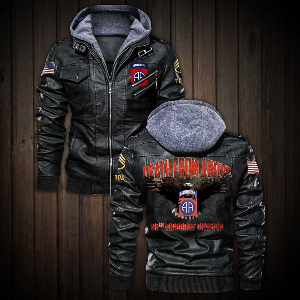 Premium Custom 82nd Airborne Division US Army Leather Jacket VPVC702219, Gifts For Army Veteran, Gifts On Father’s Day, Veterans Day