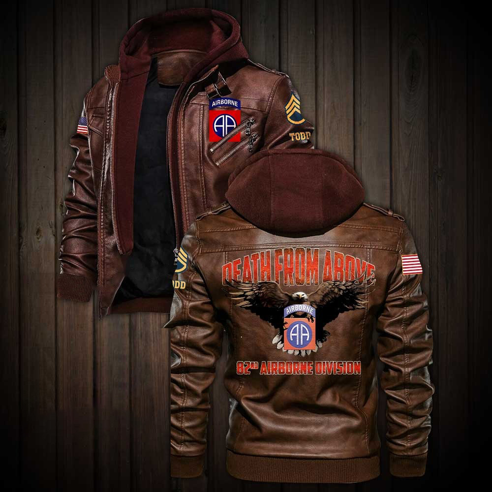 Premium Custom 82nd Airborne Division US Army Leather Jacket VPVC702220, Gifts For Army Veteran, Gifts On Father’s Day, Veterans Day