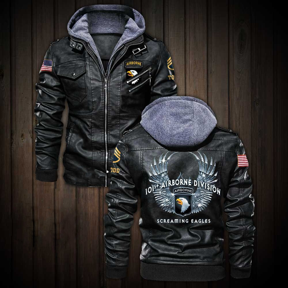 Premium Custom 101st Airborne Division US Army Leather Jacket VPVC702221, Gifts For Army Veteran, Gifts On Father’s Day, Veterans Day
