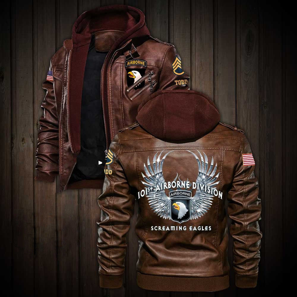 Premium Custom 101st Airborne Division US Army Leather Jacket VPVC702222, Gifts For Army Veteran, Gifts On Father’s Day, Veterans Day