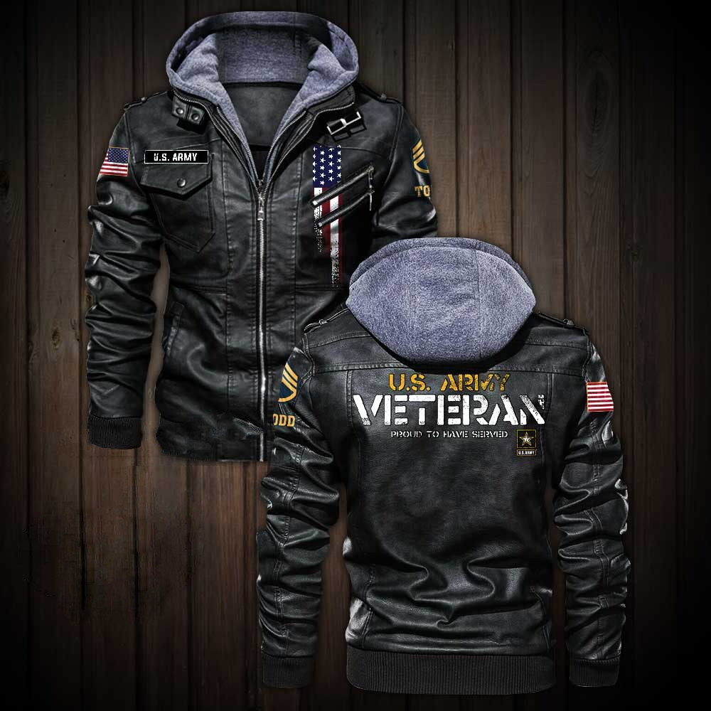 Premium Custom US Army Leather Jacket VPVC702223, Gifts For Army Veteran, Gifts On Father’s Day, Veterans Day