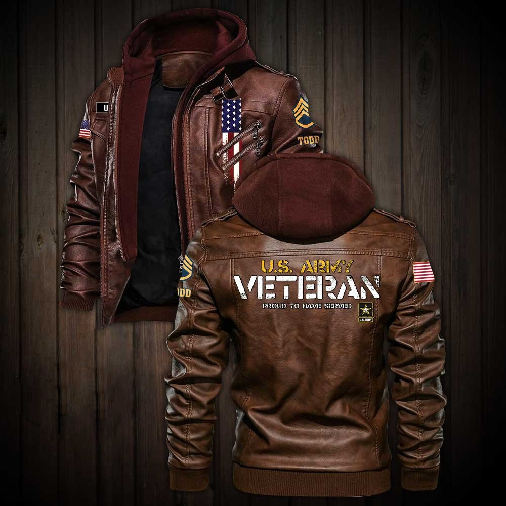 Premium Custom US Army Leather Jacket VPVC702224, Gifts For Army Veteran, Gifts On Father’s Day, Veterans Day