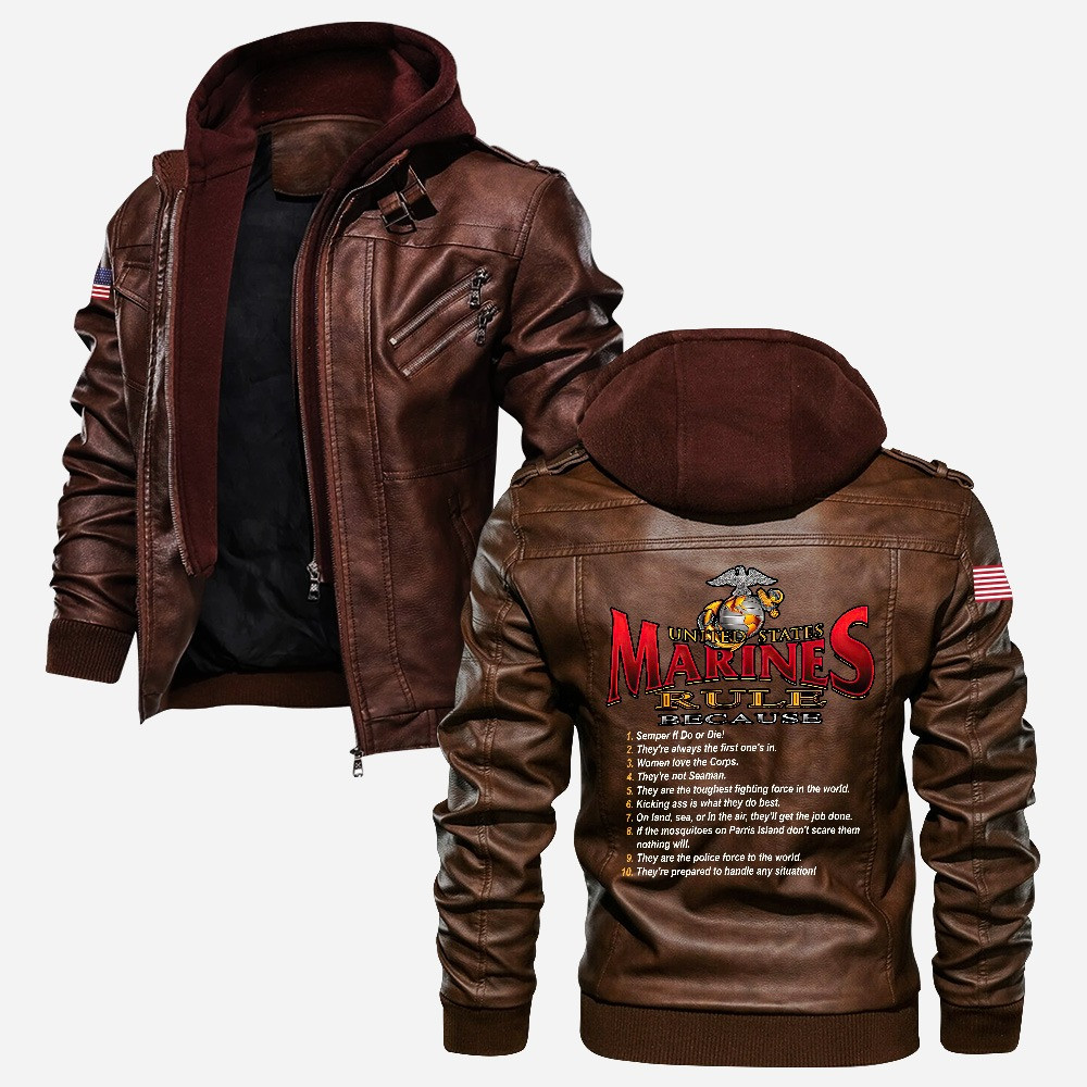 Premium USMC Leather Jacket VPVC702228, Gifts For Marine Veteran, Gifts On Father’s Day, Veterans Day