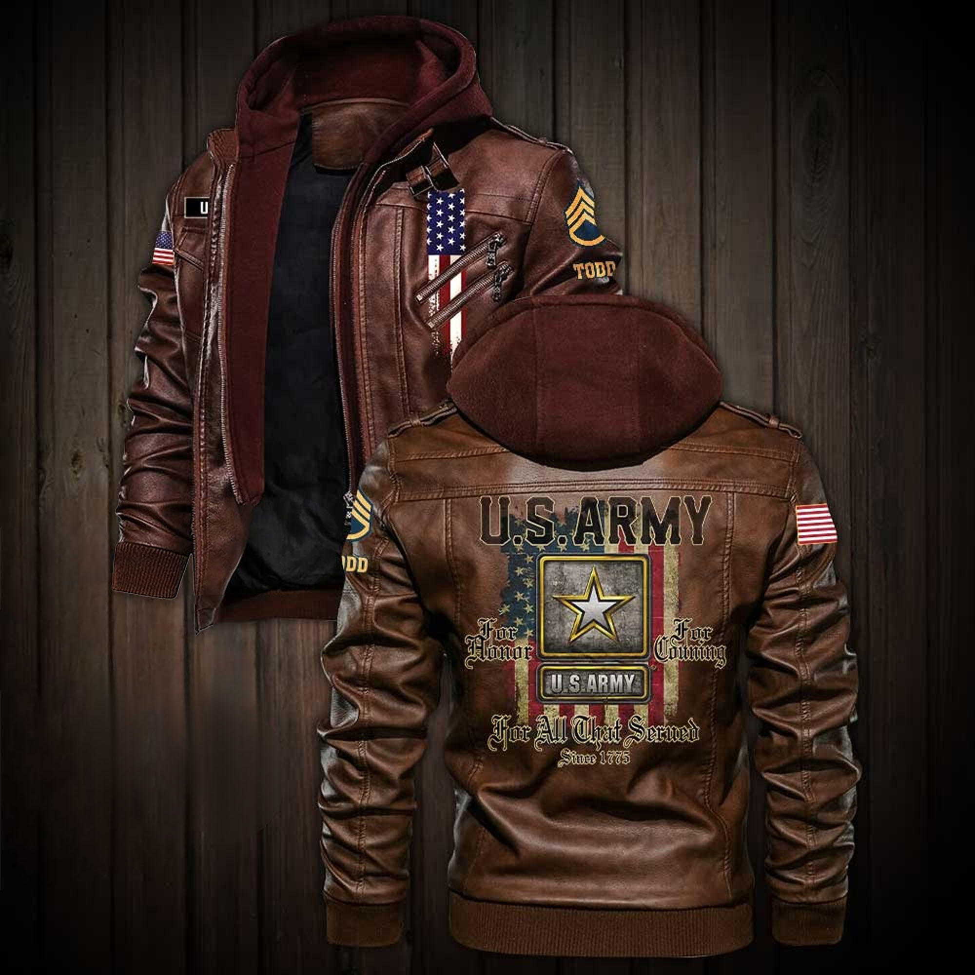 Premium Custom US Army Leather Jacket VPVC702230, Gifts For Army Veteran, Gifts On Father’s Day, Veterans Day