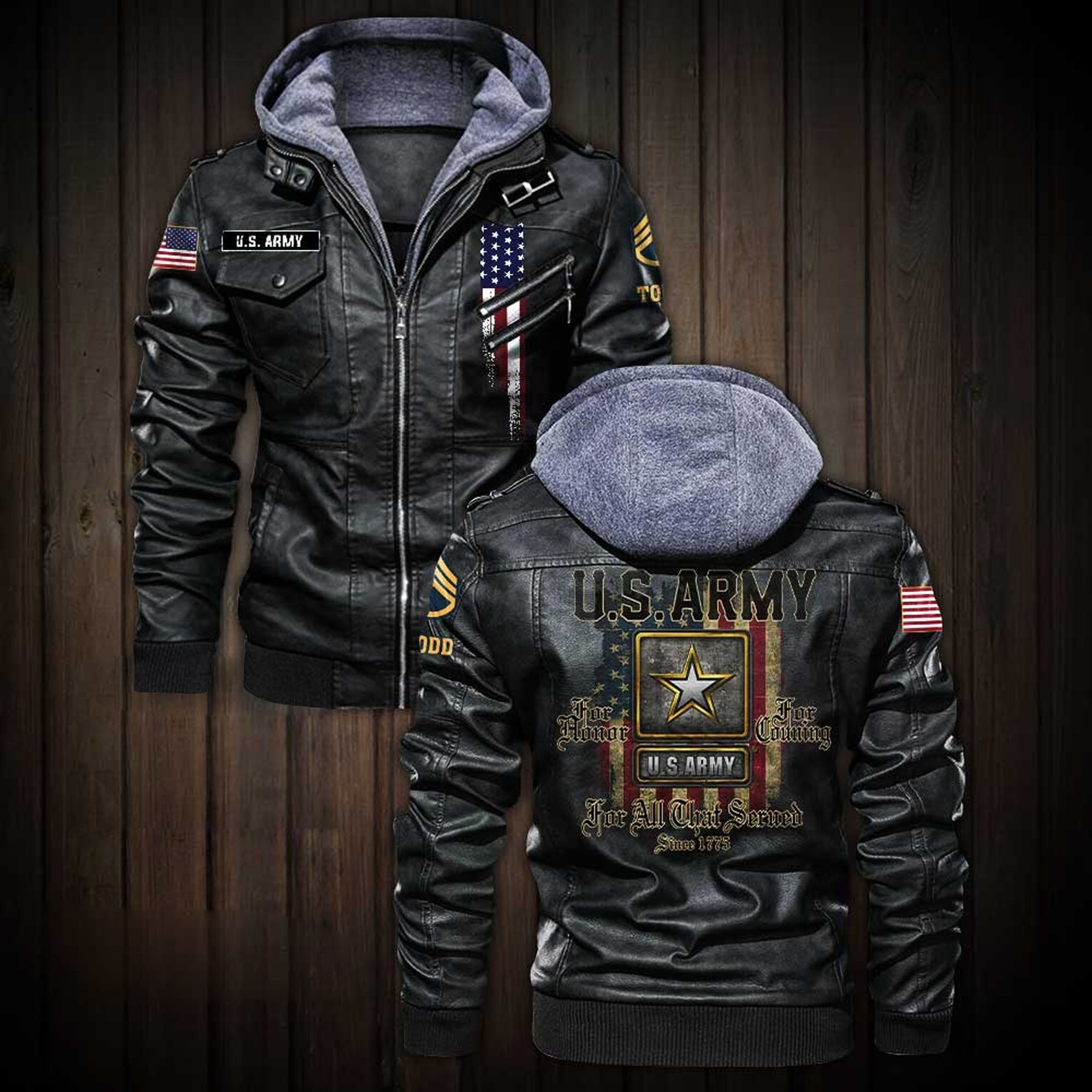 Premium Custom US Army Leather Jacket VPVC702229, Gifts For Army Veteran, Gifts On Father’s Day, Veterans Day