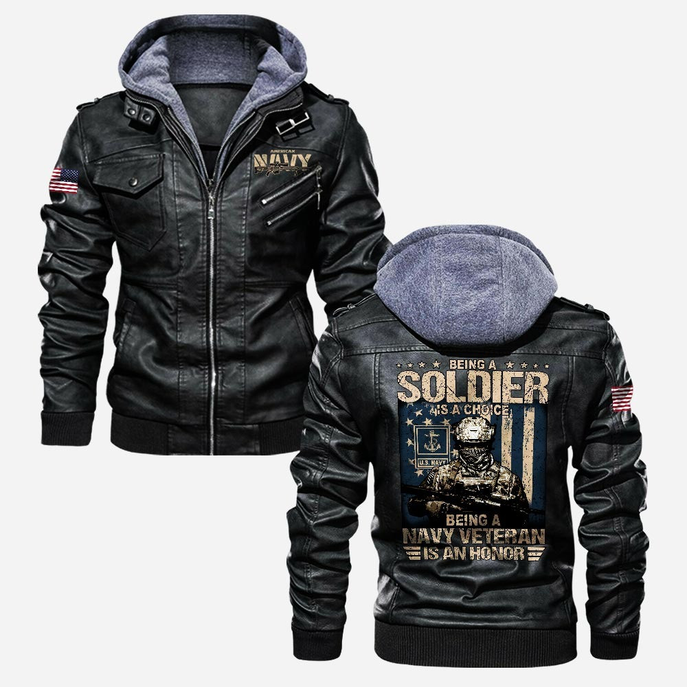 Premium US Navy Leather Jacket VPVC702231, Gifts For Navy Veteran, Gifts On Father’s Day, Veterans Day