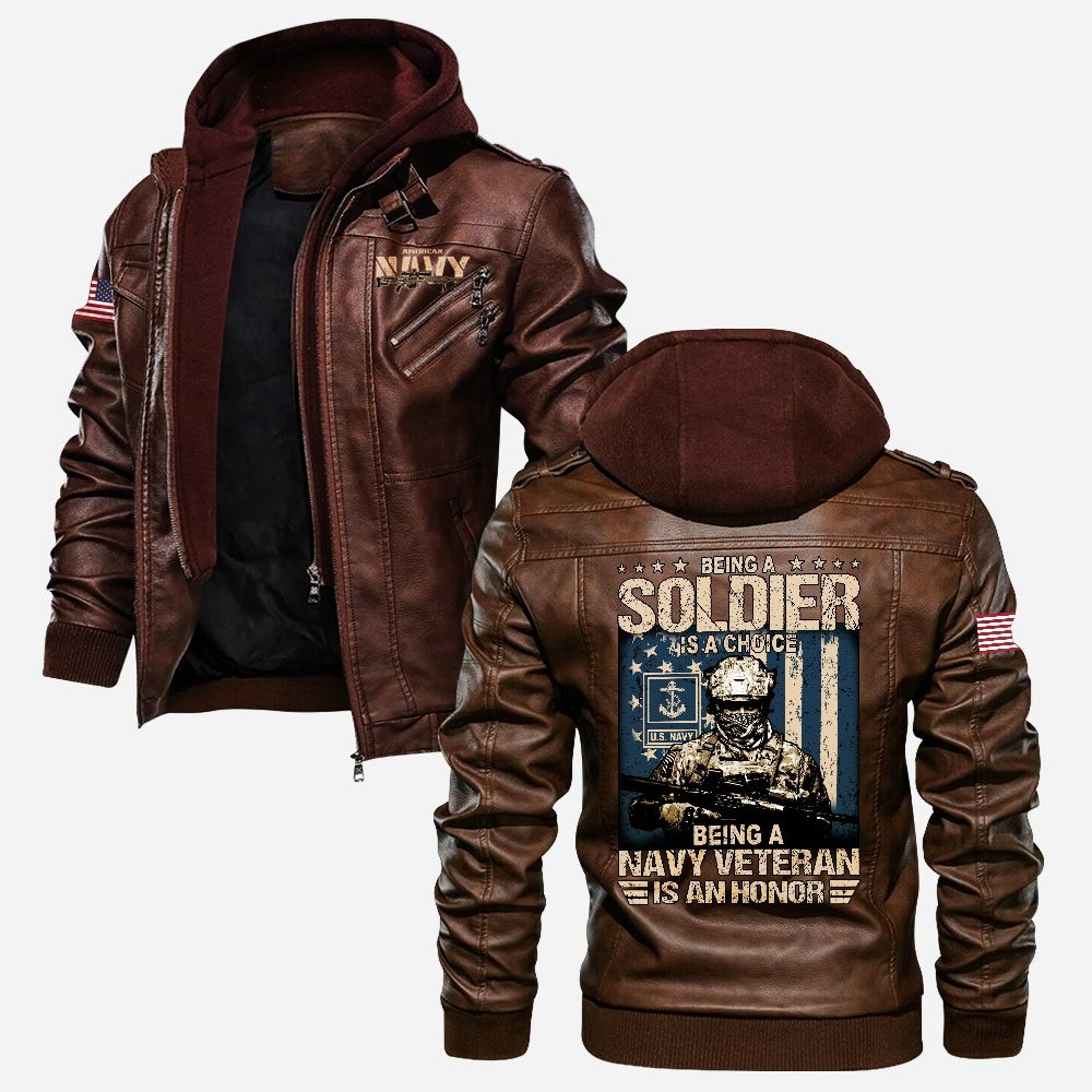 Premium US Navy Leather Jacket VPVC702232, Gifts For Navy Veteran, Gifts On Father’s Day, Veterans Day
