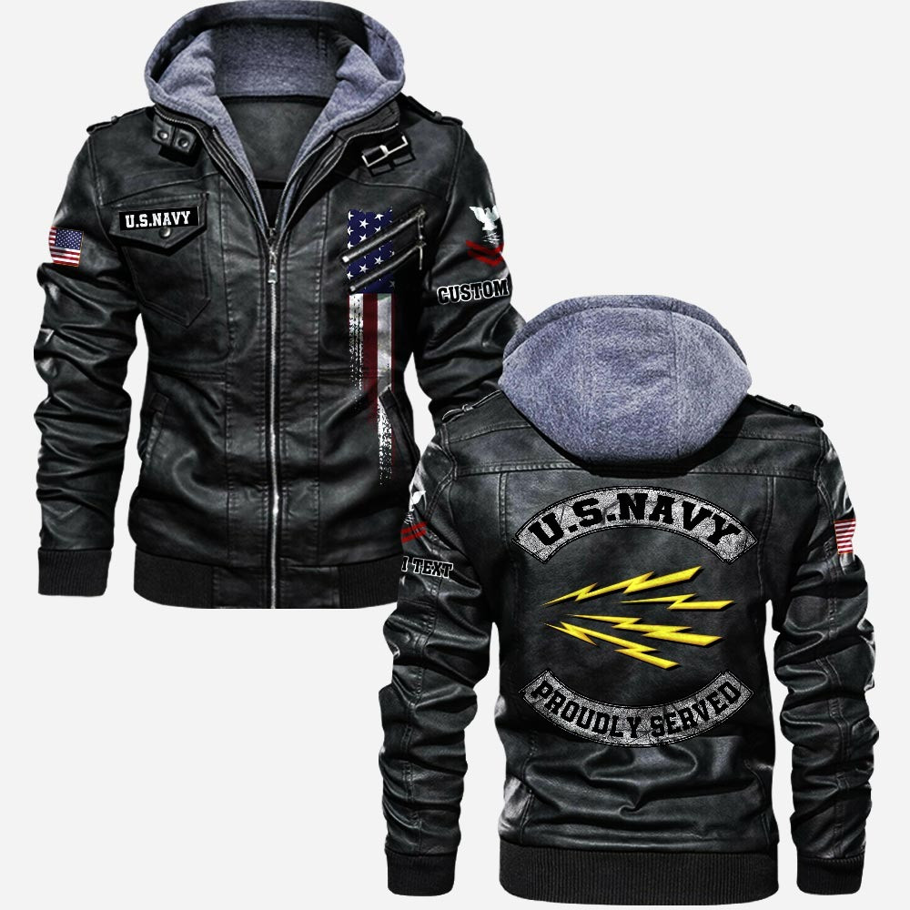 Premium Custom Unit US Navy Leather Jacket VPVC702233, Gifts For Navy Veteran, Gifts On Father’s Day, Veterans Day