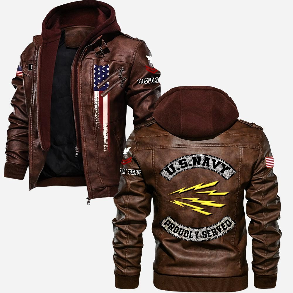 Premium Custom Unit US Navy Leather Jacket VPVC702234, Gifts For Navy Veteran, Gifts On Father’s Day, Veterans Day