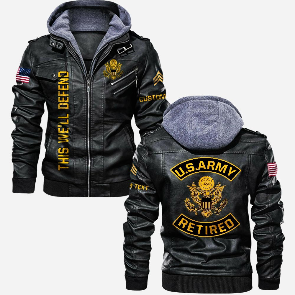 Premium Custom US Army Retired Leather Jacket VPVC702235, Gifts For Army Retired, Gifts On Father’s Day, Veterans Day