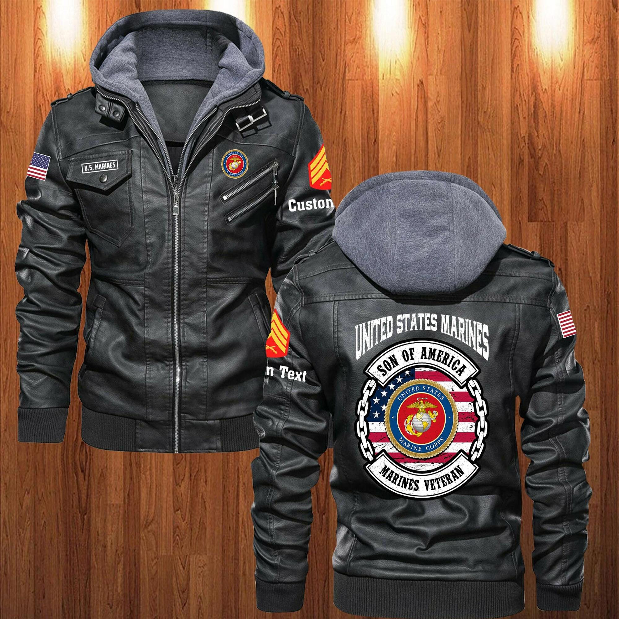 Premium Custom USMC Leather Jacket VPVC702241, Gifts For Marine Veteran, Gifts On Father’s Day, Veterans Day
