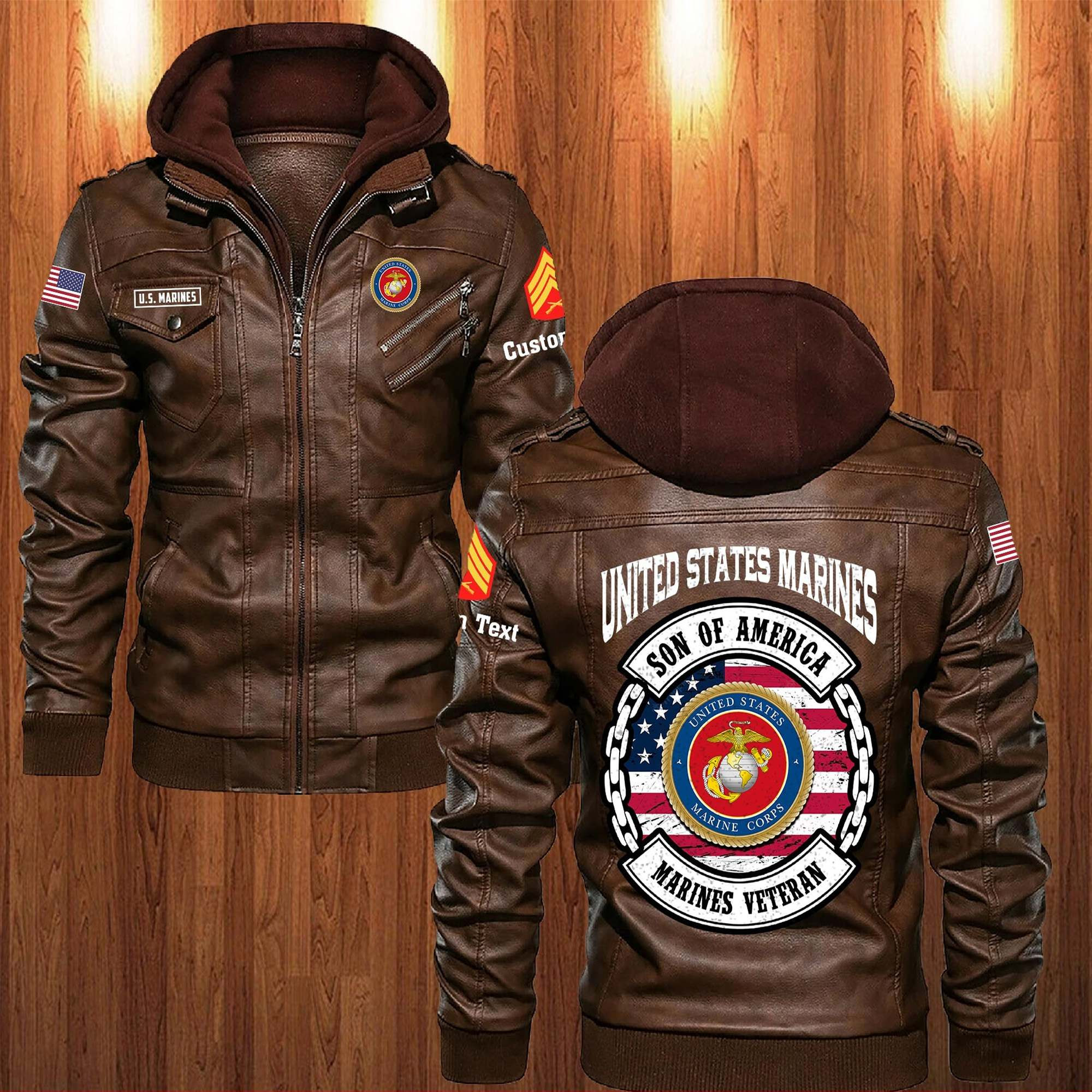 Premium Custom USMC Leather Jacket VPVC702242, Gifts For Marine Veteran, Gifts On Father’s Day, Veterans Day
