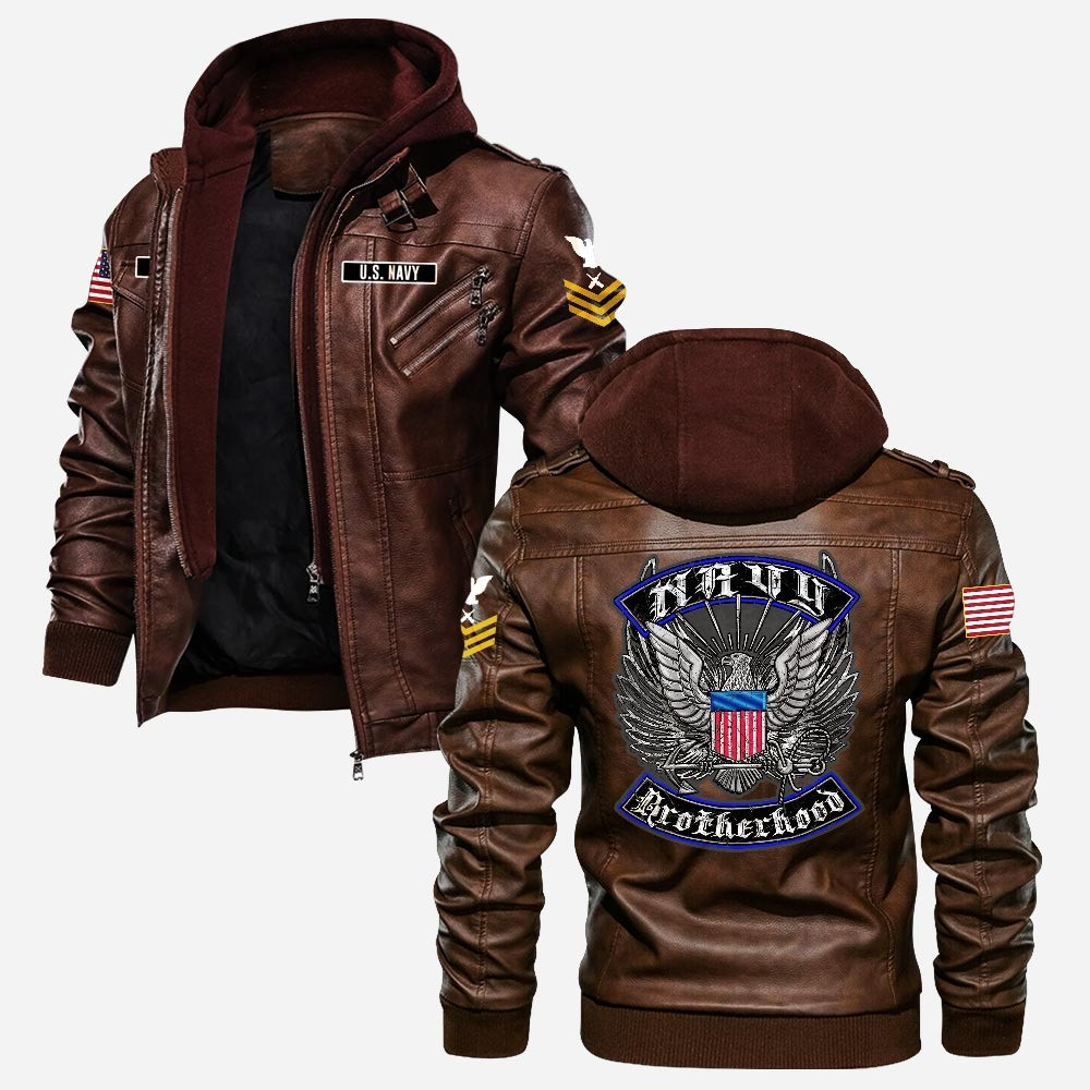 Premium Custom US Navy Leather Jacket VPVC702244, Gifts For Navy Veteran, Gifts On Father’s Day, Veterans Day