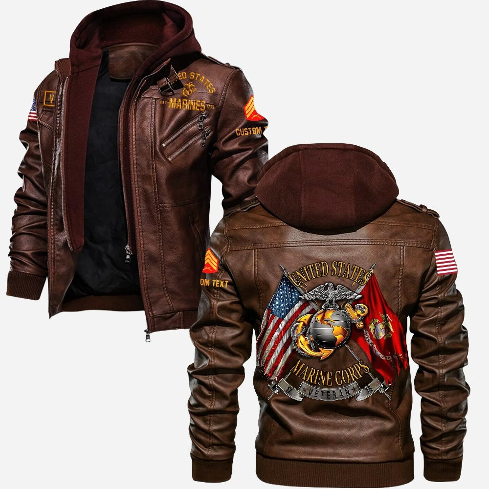 Premium Custom USMC Leather Jacket VPVC702246, Gifts For Marine Veteran, Gifts On Father’s Day, Veterans Day