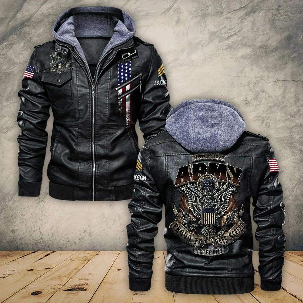 Premium Custom US Army Leather Jacket VPVC702247, Gifts For Army Veteran, Gifts On Father’s Day, Veterans Day