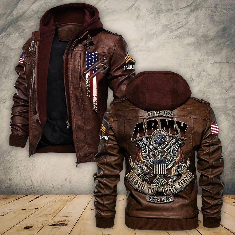Premium Custom US Army Leather Jacket VPVC702248, Gifts For Army Veteran, Gifts On Father’s Day, Veterans Day