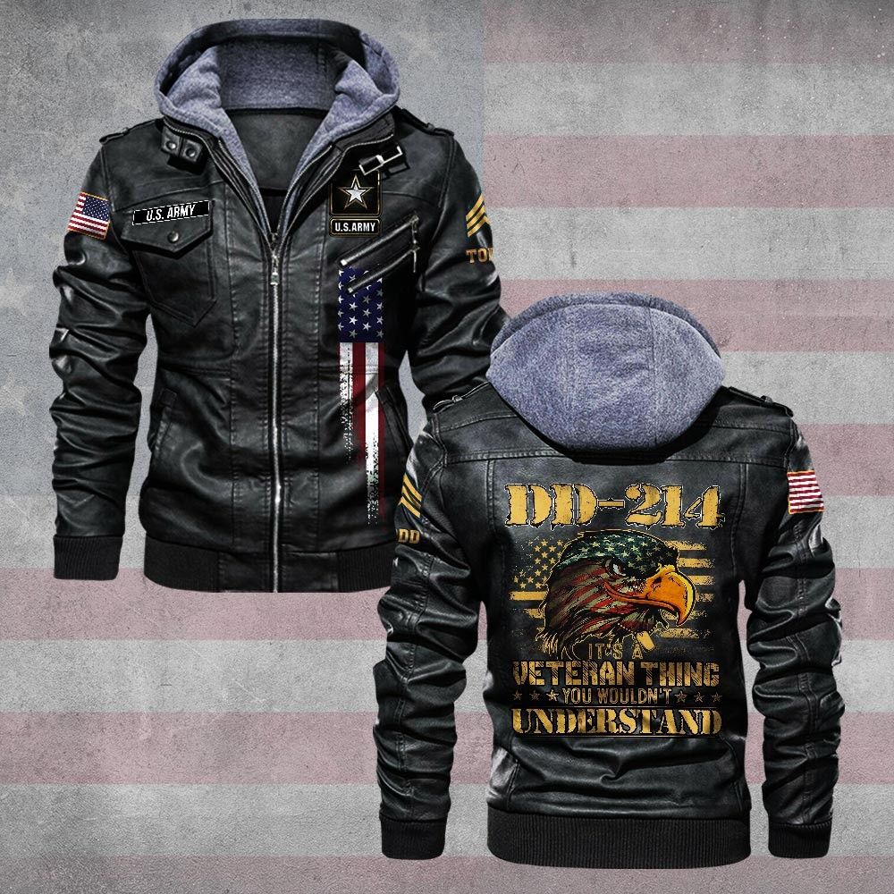 Premium Custom US Army Leather Jacket VPVC702251, Gifts For Army Veteran, Gifts On Father’s Day, Veterans Day
