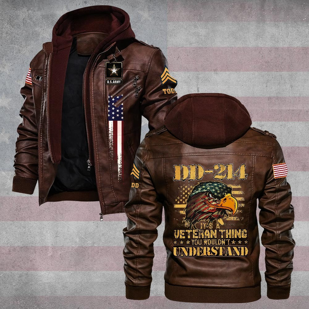 Premium Custom US Army Leather Jacket VPVC702252, Gifts For Army Veteran, Gifts On Father’s Day, Veterans Day