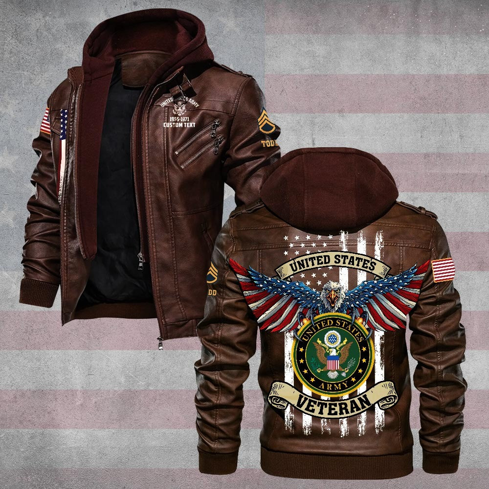 Premium Custom US Army Leather Jacket VPVC702256, Gifts For Army Veteran, Gifts On Father’s Day, Veterans Day
