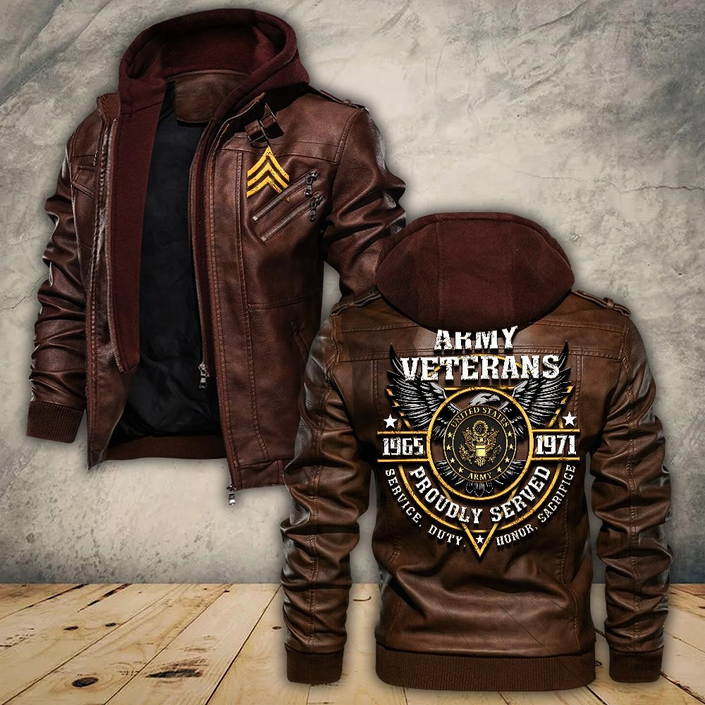 Premium Custom US Army Leather Jacket VPVC702258, Gifts For Army Veteran, Gifts On Father’s Day, Veterans Day