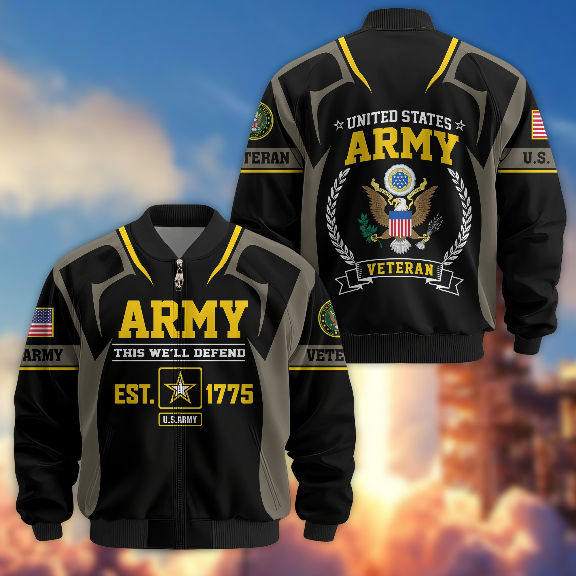 Premium US Veterans Bomber Jacket BPHN030913, Gifts For US Veterans, Gifts On Father’s Day, Veterans Day