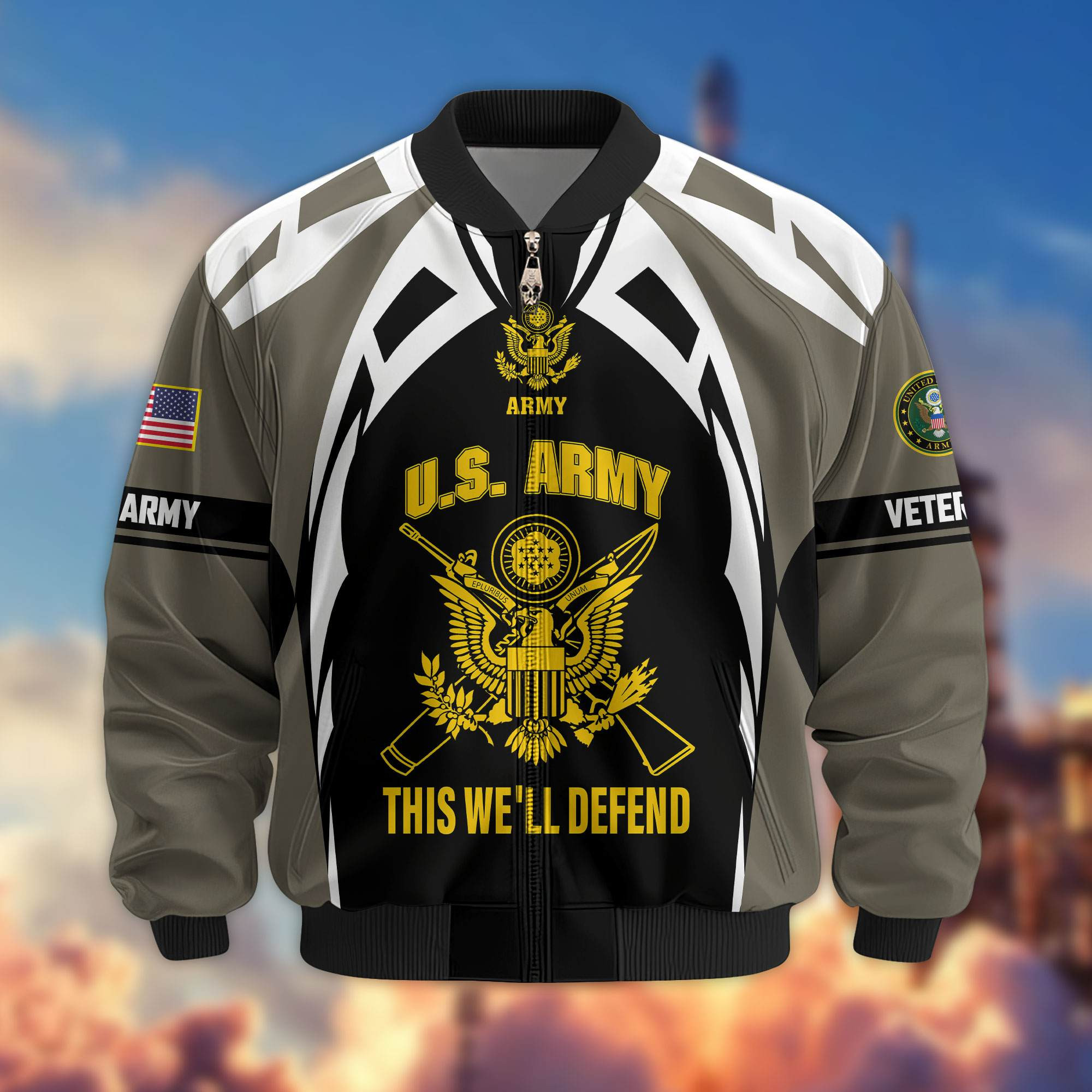 Premium US Veterans Bomber Jacket ATTN130821, Gifts For US Veterans, Gifts On Father’s Day, Veterans Day