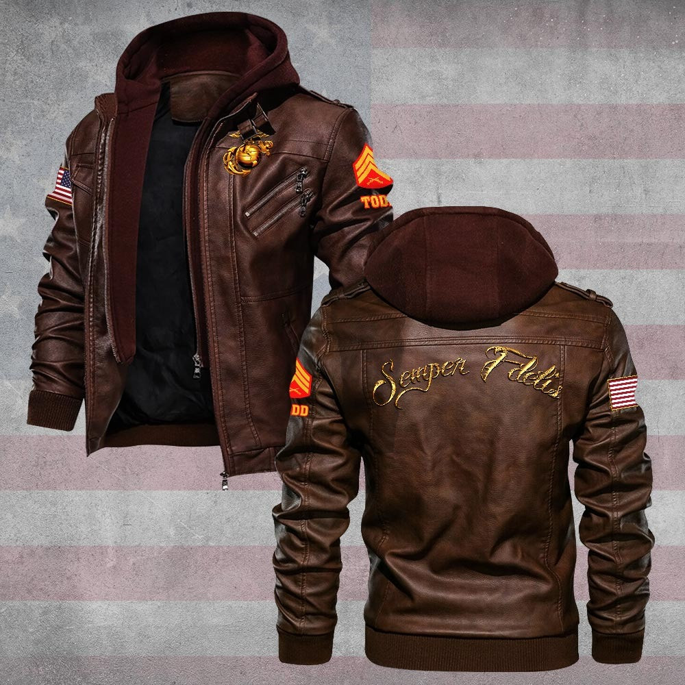 Premium Custom USMC Leather Jacket VPVC702260, Gifts For Marine Veteran, Gifts On Father’s Day, Veterans Day