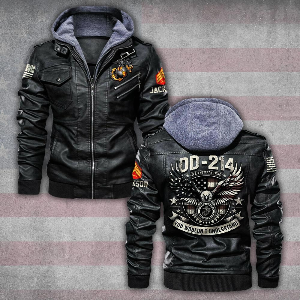 Premium Custom USMC Leather Jacket VPVC702261, Gifts For Marine Veteran, Gifts On Father’s Day, Veterans Day