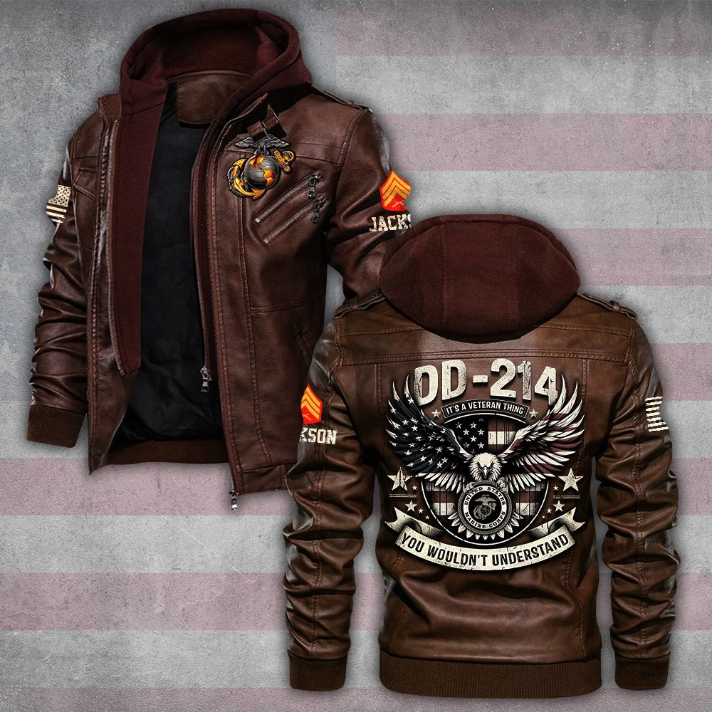 Premium Custom USMC Leather Jacket VPVC702262, Gifts For Marine Veteran, Gifts On Father’s Day, Veterans Day