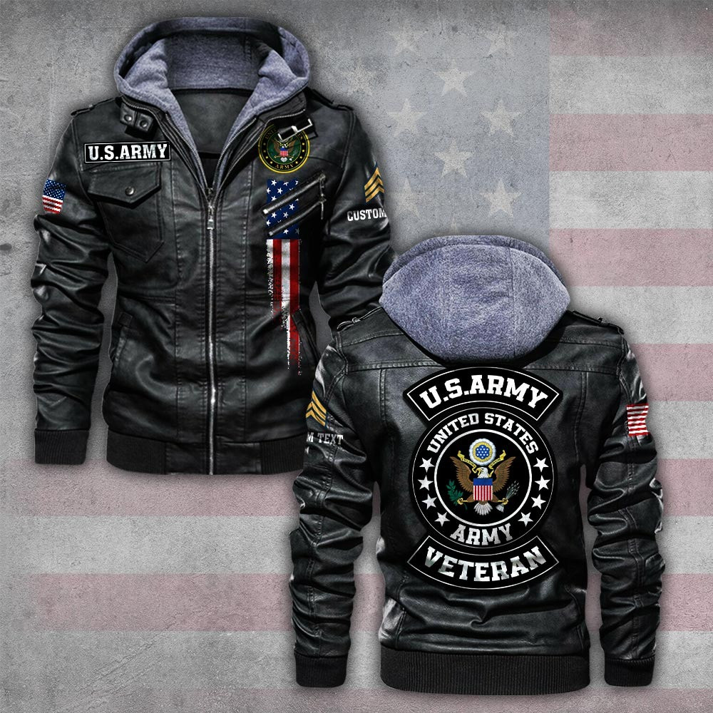 Premium Custom US Army Leather Jacket VPVC702263, Gifts For Army Veteran, Gifts On Father’s Day, Veterans Day