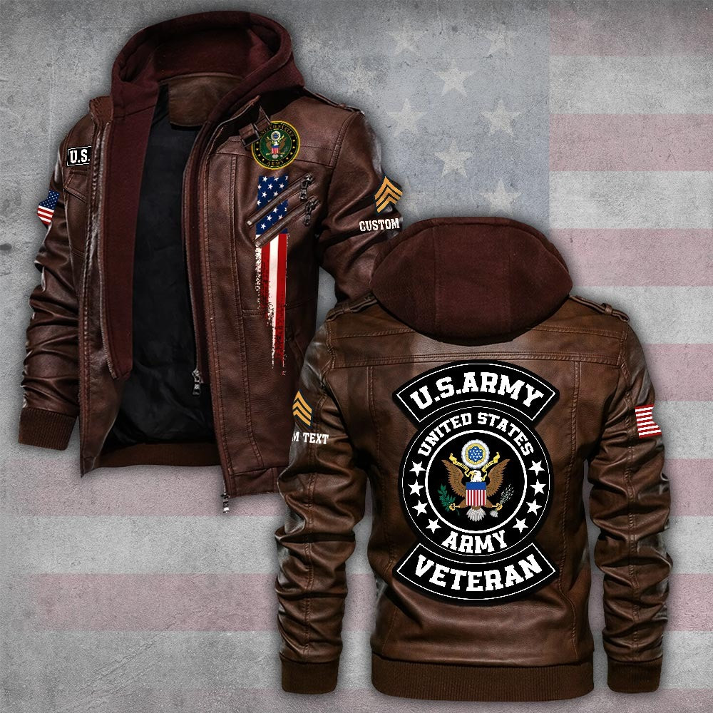 Premium Custom US Army Leather Jacket VPVC702264, Gifts For Army Veteran, Gifts On Father’s Day, Veterans Day
