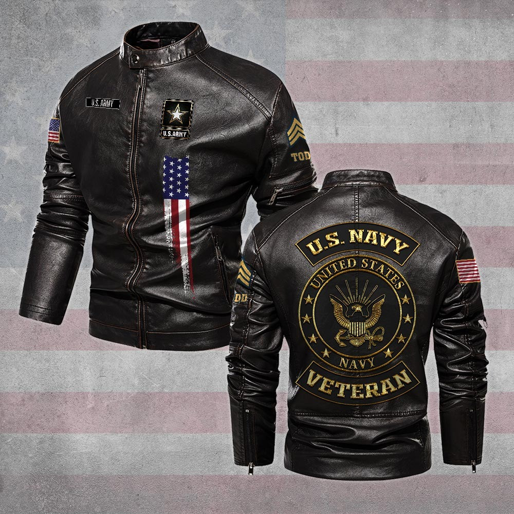 Premium Personalized US Navy Veteran Leather Jacket VPVC702267, Gifts For Navy Veteran, Gifts On Father’s Day, Veterans Day