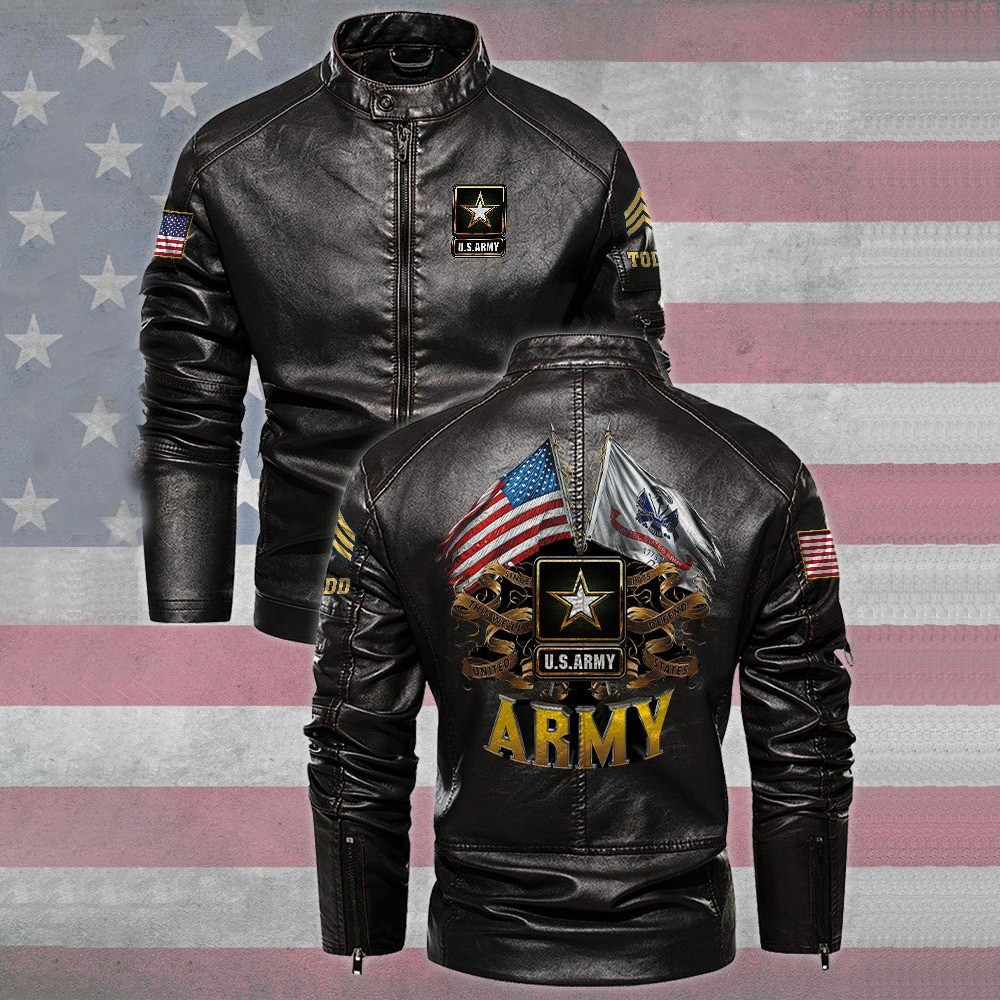Premium Personalized US Army Veteran Leather Jacket VPVC702268, Gifts For Army Veteran, Gifts On Father’s Day, Veterans Day