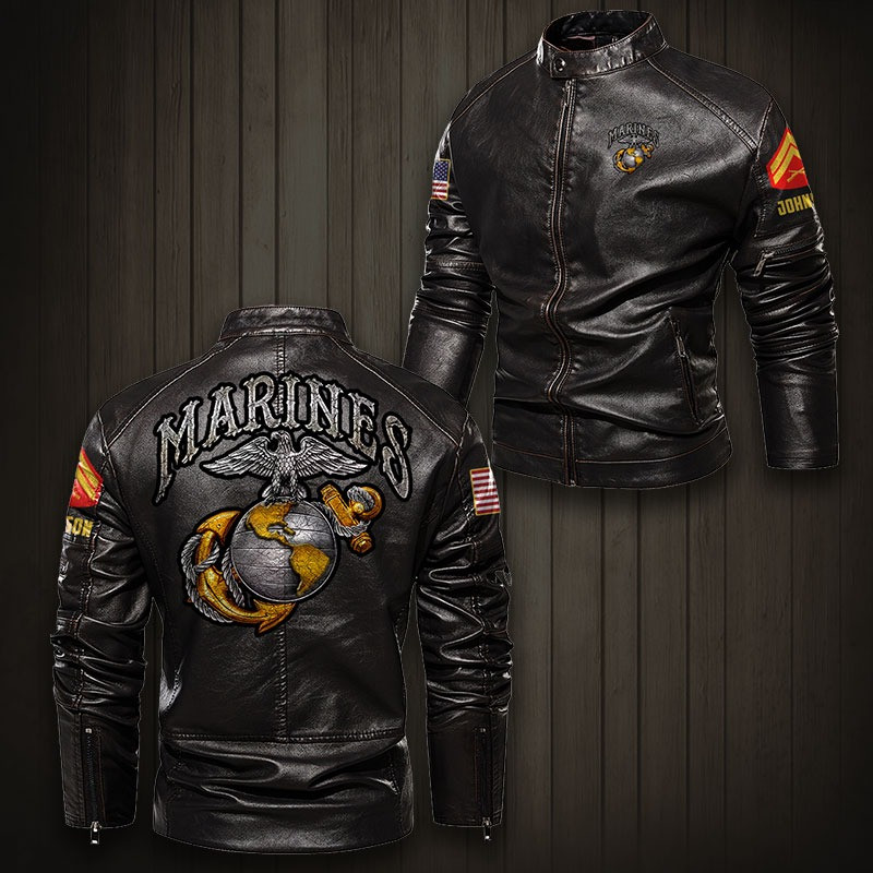 Premium Personalized USMC Veteran Leather Jacket VPVC702269, Gifts For Marine Veteran, Gifts On Father’s Day, Veterans Day