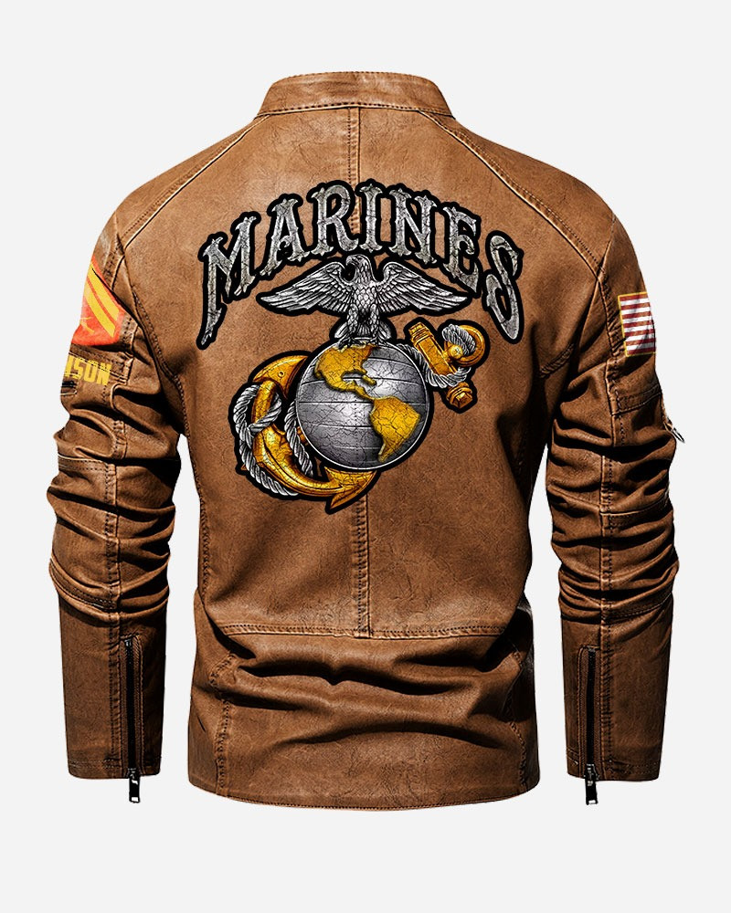 Premium Personalized USMC Veteran Leather Jacket VPVC702270, Gifts For Marine Veteran, Gifts On Father’s Day, Veterans Day